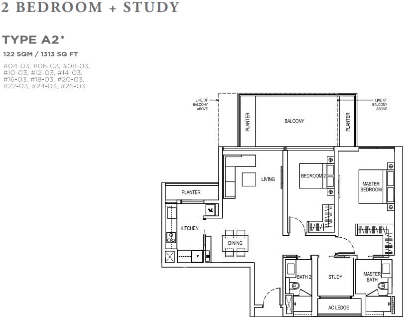 Boulevard 88 2 + S Floor Plan