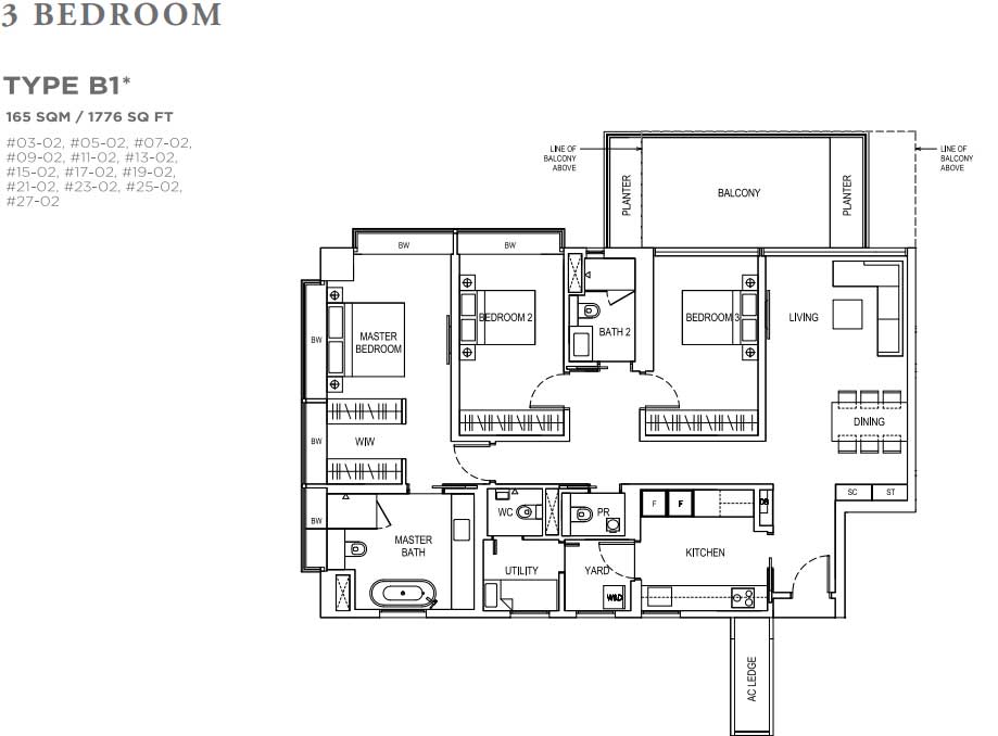 Boulevard 88 Floor plan 3 Bedroom