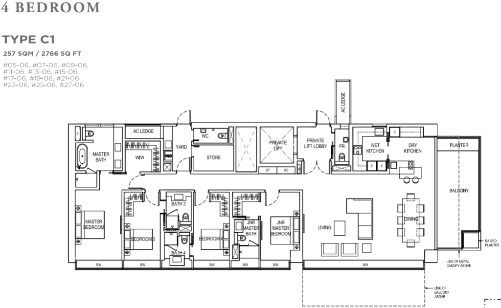 Boulevard 88 Floor plan 4 Bedroom