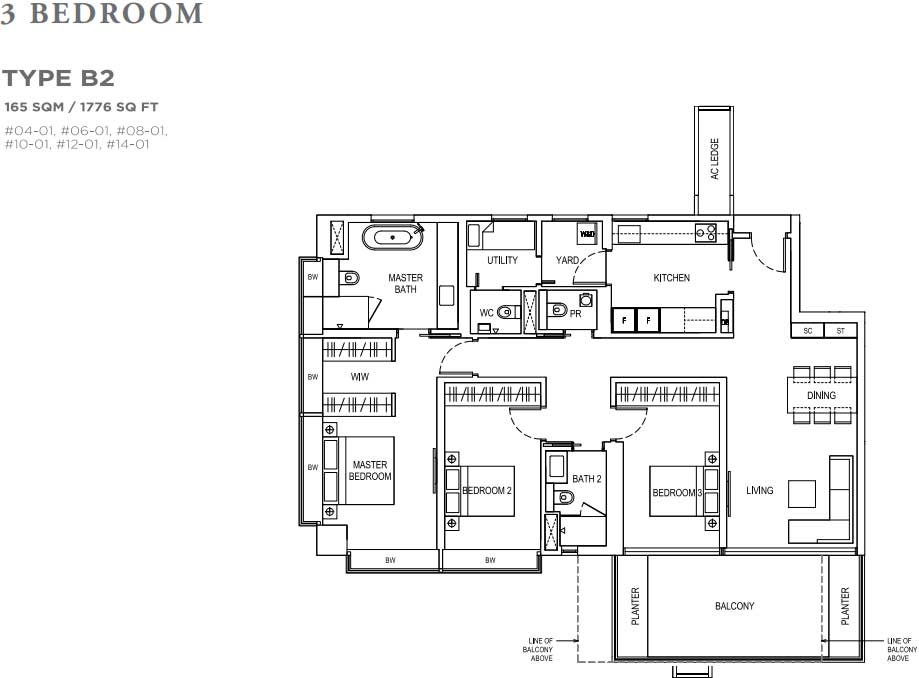 Boulevard 88 Floor plan 3 Bedroom